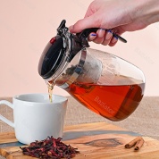 картинка Чайник заварочный стеклянный Гунфу Mate Tea Cup типот проливной с кнопкой и фильтром для заварки