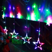 картинка Новогодняя гирлянда светодиодная штора Звездочки 3 метра 8 режимов с пультом ДУ и коннектором