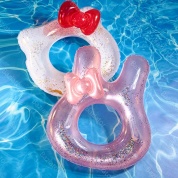 картинка Надувной круг для плавания детский от 3 лет плавательный для бассейна прозрачный с ушками и блесткам