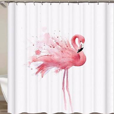 Штора (занавеска) для ванной "Фламинго" 180х180 см 12 крючков
