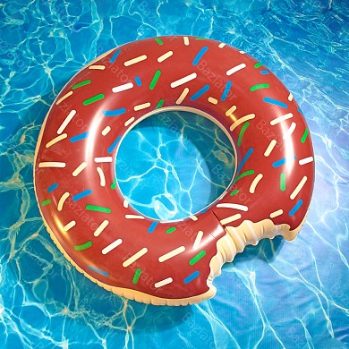 Надувной круг для плавания детский от 3 лет плавательный пончик для бассейна шоколадный 