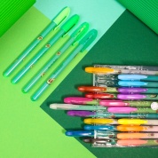 картинка Набор детских цветных ароматизированных гелевых ручек с блестками для мальчиков и девочек Авокадо