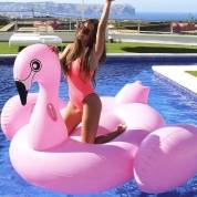 картинка Пляжный надувной матрас плот Розовый Фламинго Pink Flamingo для плавания с ручками