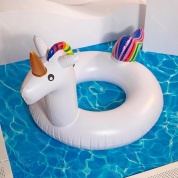 картинка Пляжный надувной круг Единорог для плавания Unicorn с радужной гривой