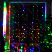 картинка Новогодняя светодиодная гирлянда Штора занавес с пультом ДУ с контроллером и коннектором 8 режимов