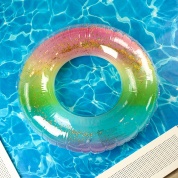 картинка Надувной круг для плавания детский от 3 лет плавательный с блестками для бассейна радужный
