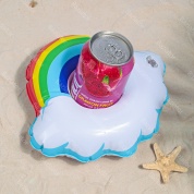 картинка Пляжный надувной подстаканник для напитков в бассейн радуга и облако