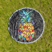 картинка Круглое пляжное покрывало-коврик с бахромой 150 см (микрофибра) Beach Towel ананас