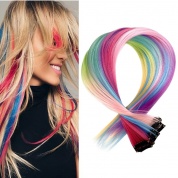 картинка Канекалон длинная цветная накладная прядь для волос на заколке 50 см.