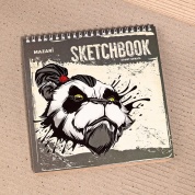 картинка Скетчбук блокнот с крафтовой бумагой на кольцах для карандаша и маркеров для рисования и творчества