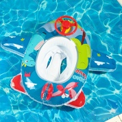 картинка Детский надувной круг от 3-х лет с трусами для плавания Самолет Baby Boat руль с сигналом