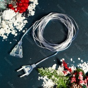 картинка Прозрачный удлинитель WB для новогодних гирлянд от сети 220В дополнительный шнур питания с вилкой