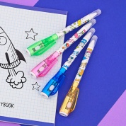картинка Ручка шпион с уф фонариком невидимка шпаргалка детская шариковая шпионская с невидимыми чернилами