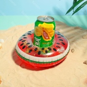 картинка Пляжный надувной подстаканник для напитков в бассейн Арбуз прозрачный с блестками