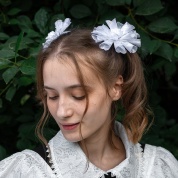 картинка Детские школьные банты для волос для девочки цветок 2 шт. на резинке