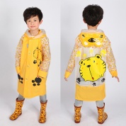 картинка Дождевик дизайнерский детский "Тигрёнок" желтый с карманом под рюкзак размер M
