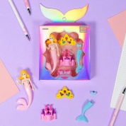 картинка Детский канцелярский подарочный набор из 5 ластиков для девочек Русалочка