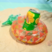 картинка Пляжный надувной подстаканник для напитков в бассейн Ананас прозрачный с блестками