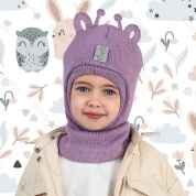 картинка Детская шапка шлем, капор для ребенка на девочку теплая шерсть с ушками на зиму Жираф