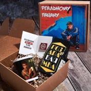 картинка Подарочный набор бокс для мужчин в коробке "Реальному пацану" 3 пр. (чай, шоко открытка, кружка)