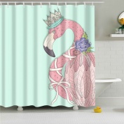 картинка Штора (занавеска) для ванной "Фламинго" 180х180 см 12 крючков