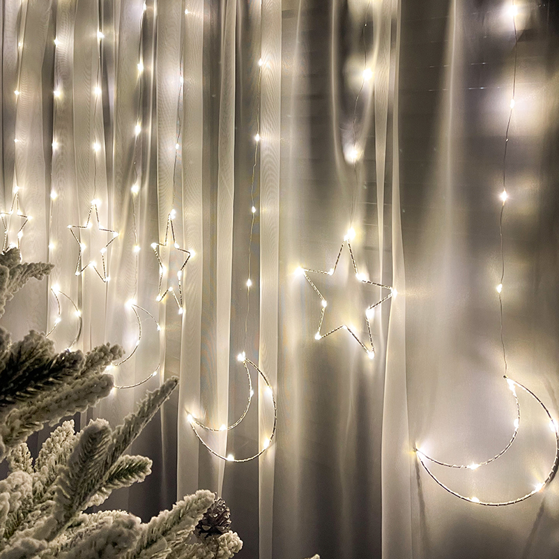 Новогодняя светодиодная интерьерная гирлянда штора нить роса 3 м Фигуры .