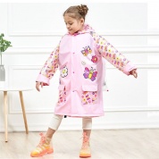 картинка Дождевик дизайнерский детский "Бабочка" розовый с карманом под рюкзак размер M