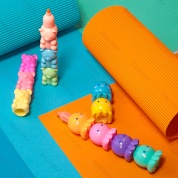 картинка Детский подарочный набор цветных фигурных мини маркеров 6в1 для школы рисования и выделения текста