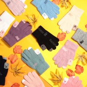 картинка Перчатки детские для мальчика и девочки 4-6 лет демисезонные на осень и весну Мишка