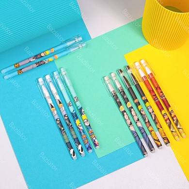 Набор детских синих гелевых ручек пиши-стирай для мальчиков девочек со стираемыми чернилами Наруто