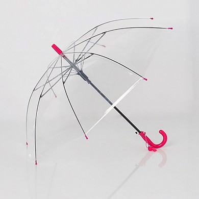 Зонт детский для девочек и мальчиков прозрачный с цветной ручкой