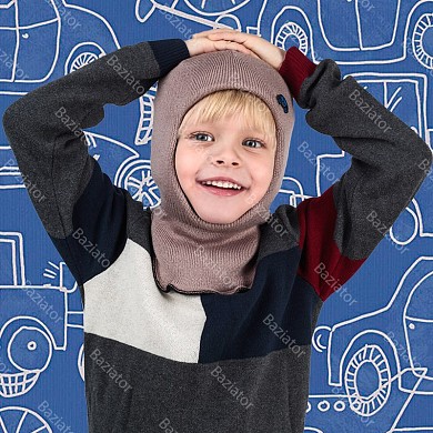 Детская шапка шлем для ребенка на мальчика теплая на зиму двойная с подкладом Машина