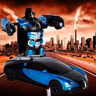 Интерактивный радиоуправляемый робот-трансформер машина Bugatti Veyron со звуковыми и световыми эффе