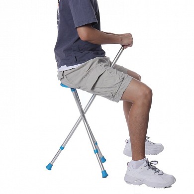 Портативный складной Трость-Стул с фонариком с телескопическими ножками для пожилых людей 