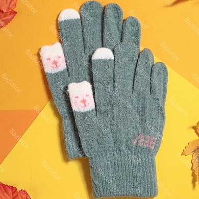 Перчатки детские для мальчика и девочки 4-6 лет демисезонные на осень и весну Мишка