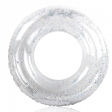 картинка Пляжный надувной прозрачный круг для плавания с серебрянными блестками