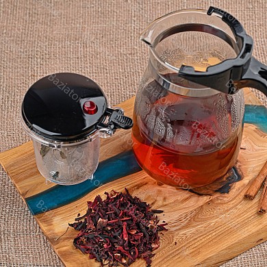 Стеклянный заварочный чайник Mate Tea Cup с кнопкой