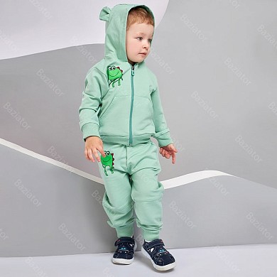 картинка Детский костюм спортивный с капюшоном для мальчика хлопок кофта на молнии с ушками и штаны джоггеры