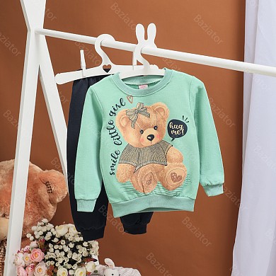 Костюм детский спортивный штаны и кофта для девочки на весну Мишка 