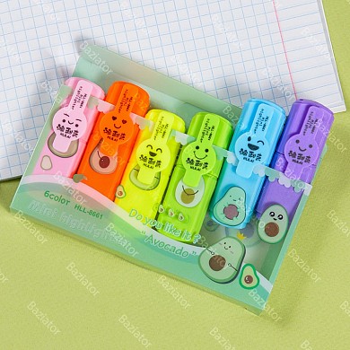Детский набор из 6 красивых мини маркеров для начинающих для рисования и выделения текста Авокадо