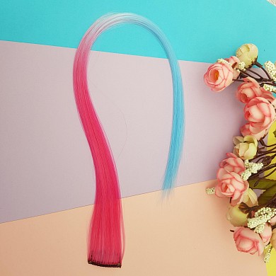 Канекалон длинная цветная накладная прядь для волос на заколке 50 см.