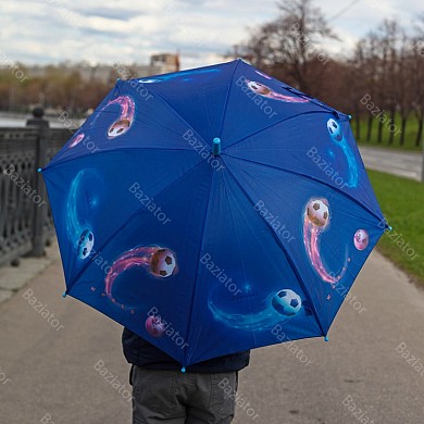 Зонт детский для мальчиков "Футбольный мяч" со свистком