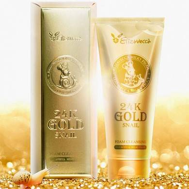 картинка Пенка для умывания с муцином улитки и золотом Elizavecca 24k Gold Snail Cleansing Foam, 180мл