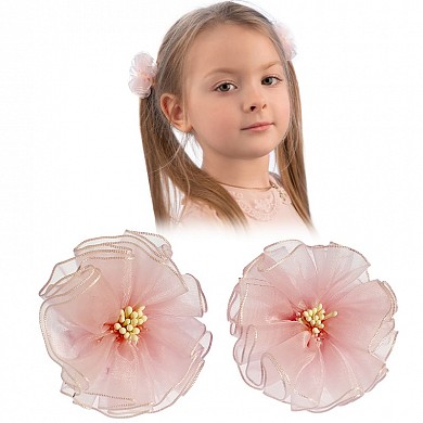 Детские фатиновые бантики цветочки 2 шт для волос на резинке