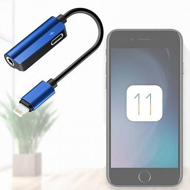 Адаптер ROCK Metal Charge & Audio 2 in 1 Lightning + 3.5mm
