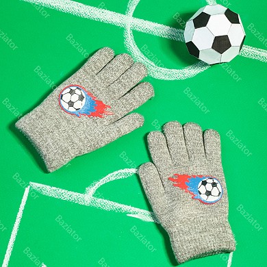 Перчатки детские зимние шерстяные теплые для мальчика с двойным подкладом Футбольный мяч