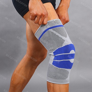 Суппорт бандаж фиксатор на коленный сустав с усиленной силиконовой защитой и ребрами жесткости Knee 