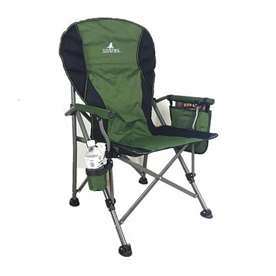 картинка Стул складной туристический Кресло SOU для дачи и кемпинга с карманом, подстаканником и чехлом