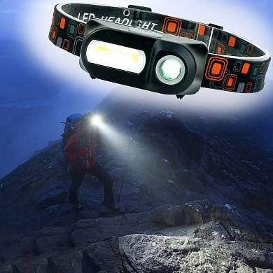 Налобный аккумуляторный фонарь Double light sourge headlight KX-1804