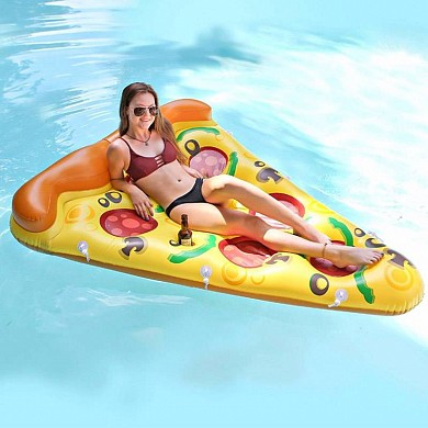 Пляжный надувной матрас для плавания Пицца 175x130 см с подстаканниками